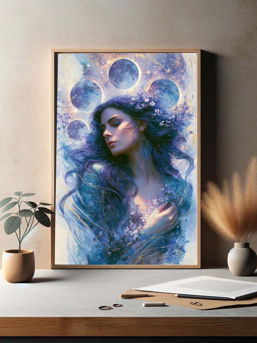 Celestial Woman Digital Art Poster. — room view 2