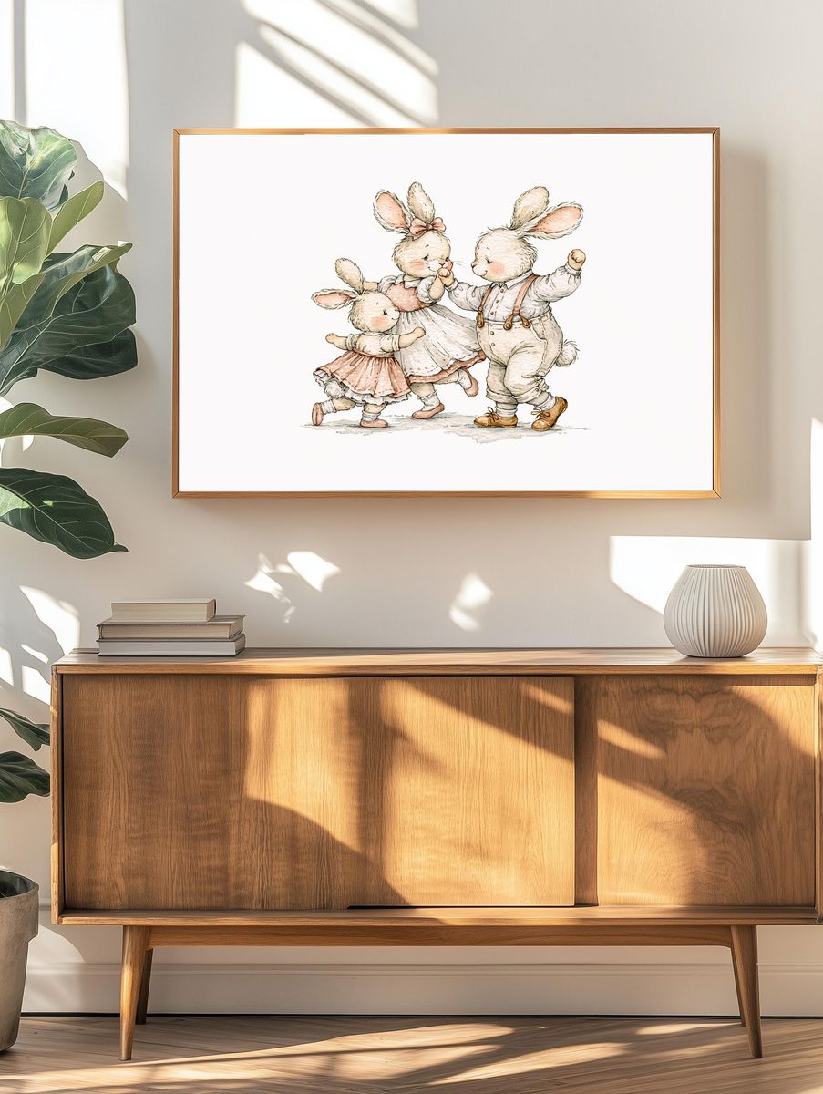 Bunny Family Watercolor Poster. — room view 3