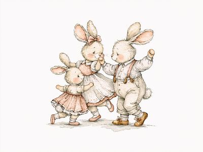 Bunny Family Watercolor Poster.