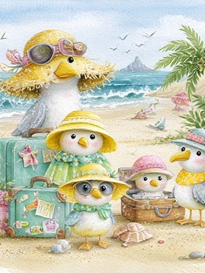 Beach Birds Watercolor Poster. poster