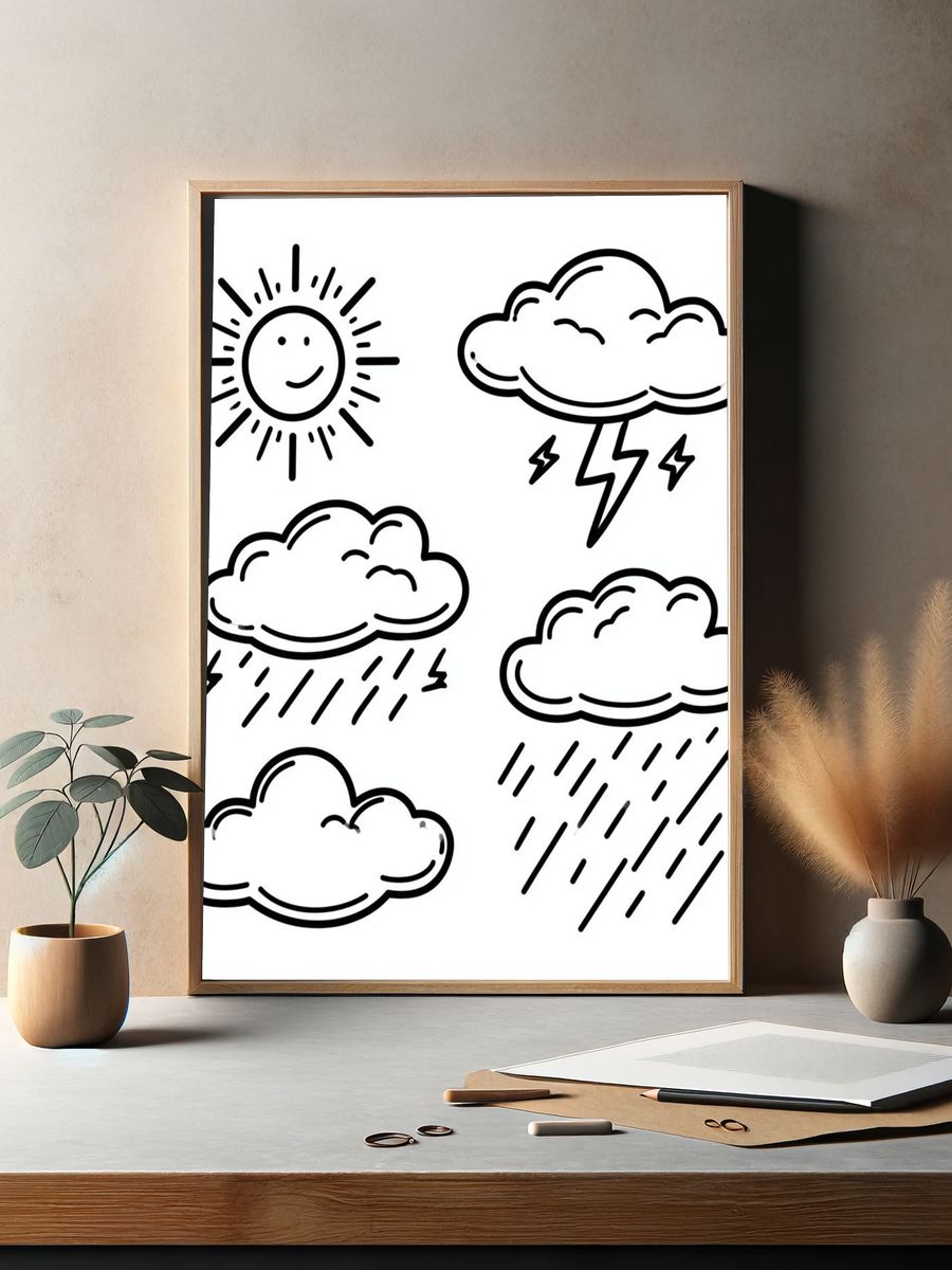 Weather Icons Illustration Poster. — room view 2