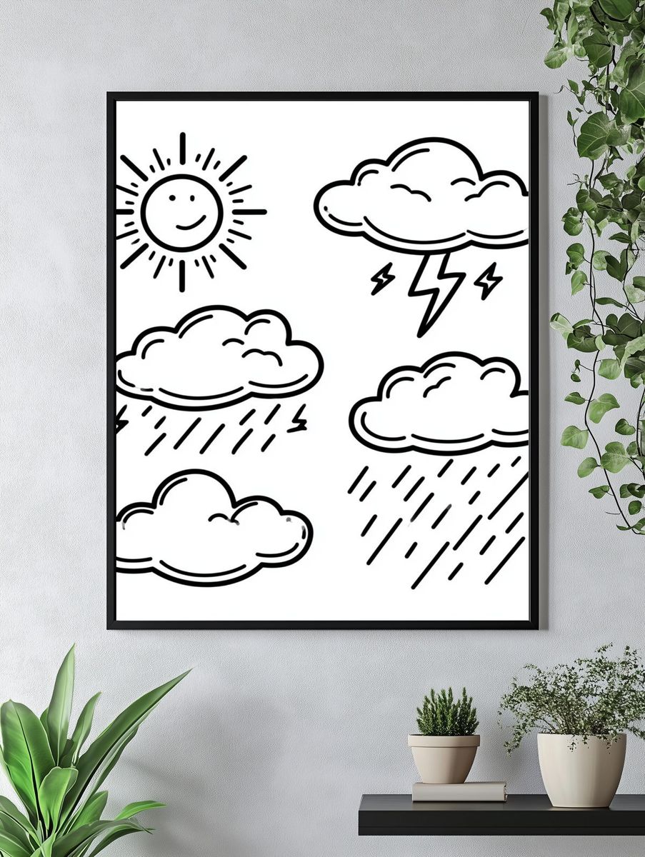 Weather Icons Illustration Poster. — room view 4