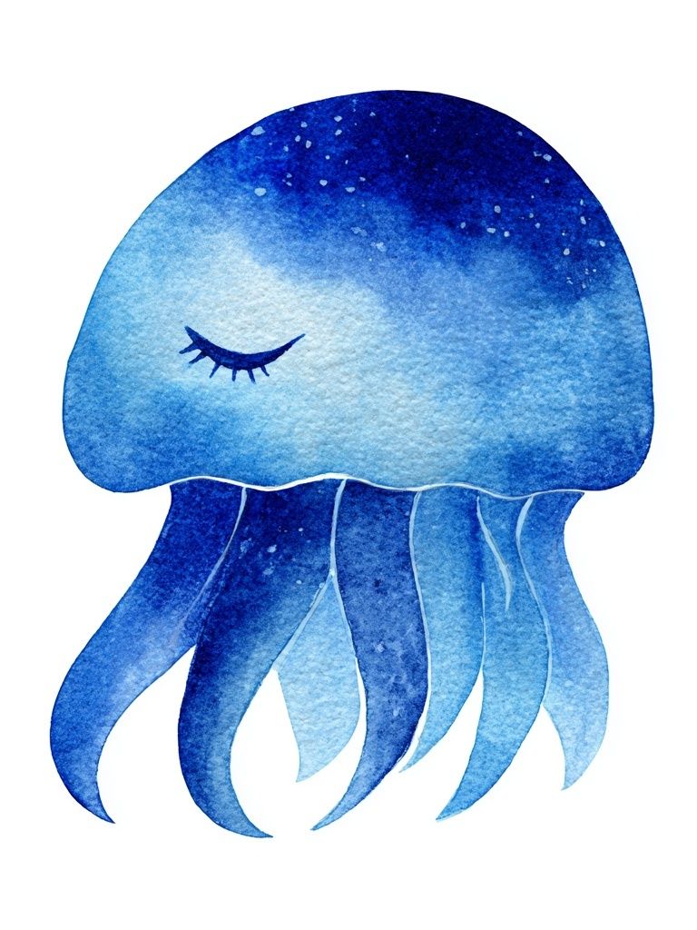 Sleeping Jellyfish Watercolor Poster. poster — illustration art