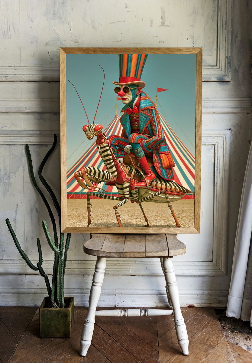 Surreal Circus Rider Illustration Poster. room preview