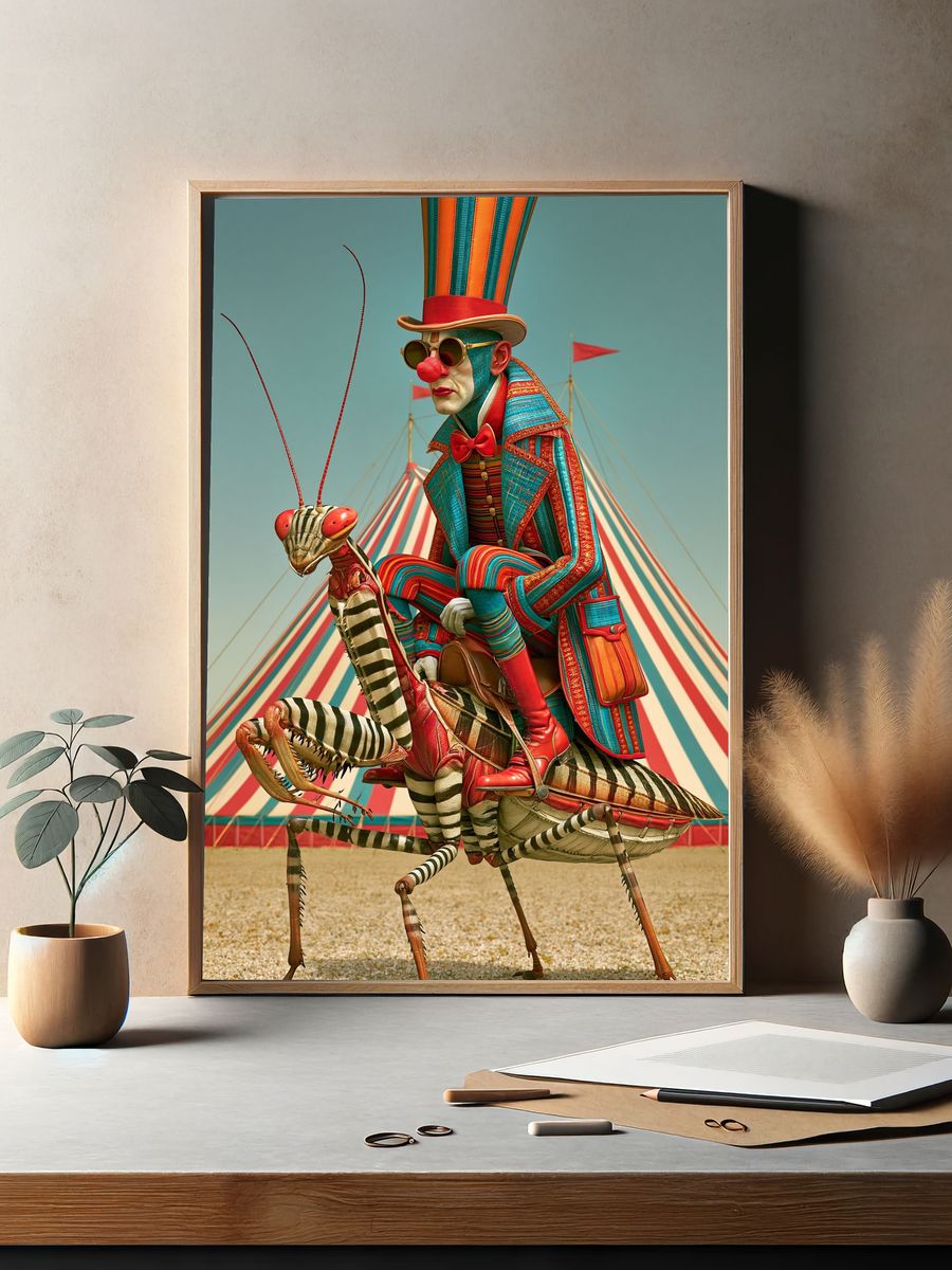 Surreal Circus Rider Illustration Poster. — room view 2