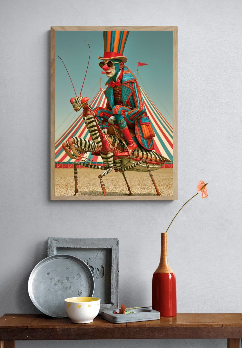 Surreal Circus Rider Illustration Poster. — room view 3