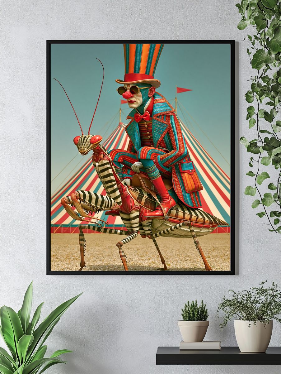Surreal Circus Rider Illustration Poster. — room view 4