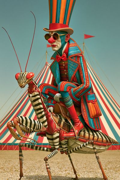 Surreal Circus Rider Illustration Poster.