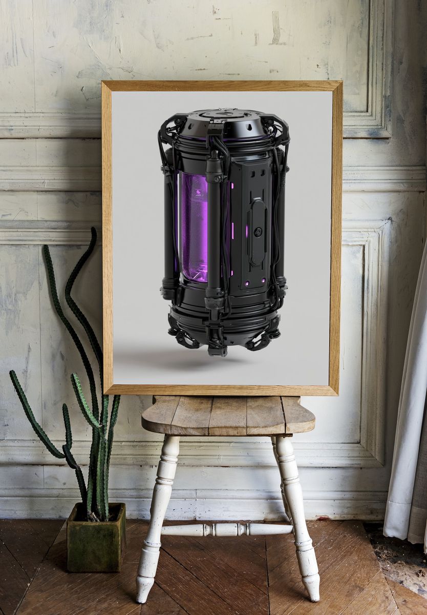 Futuristic Cryo Capsule Illustration Poster. room preview