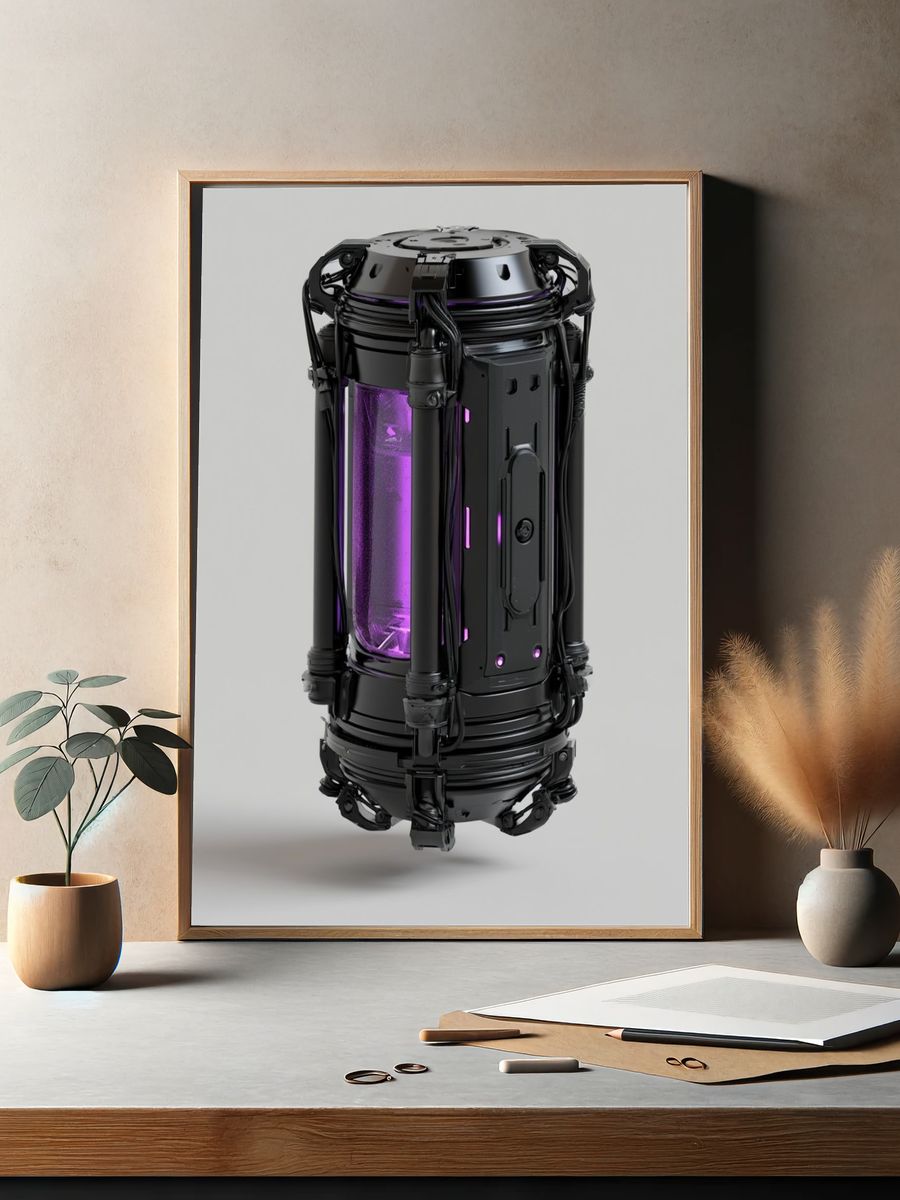 Futuristic Cryo Capsule Illustration Poster. — room view 2