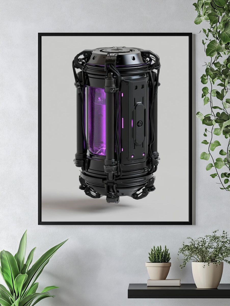 Futuristic Cryo Capsule Illustration Poster. — room view 4