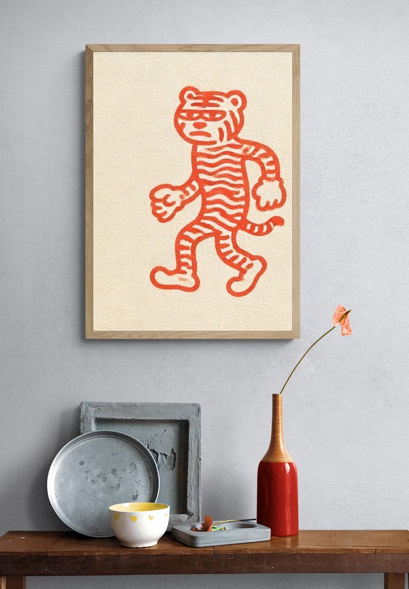 Walking Tiger Illustration Print. — room view 3
