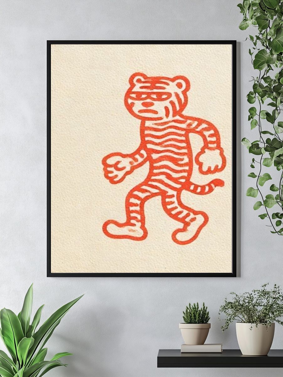 Walking Tiger Illustration Print. — room view 4
