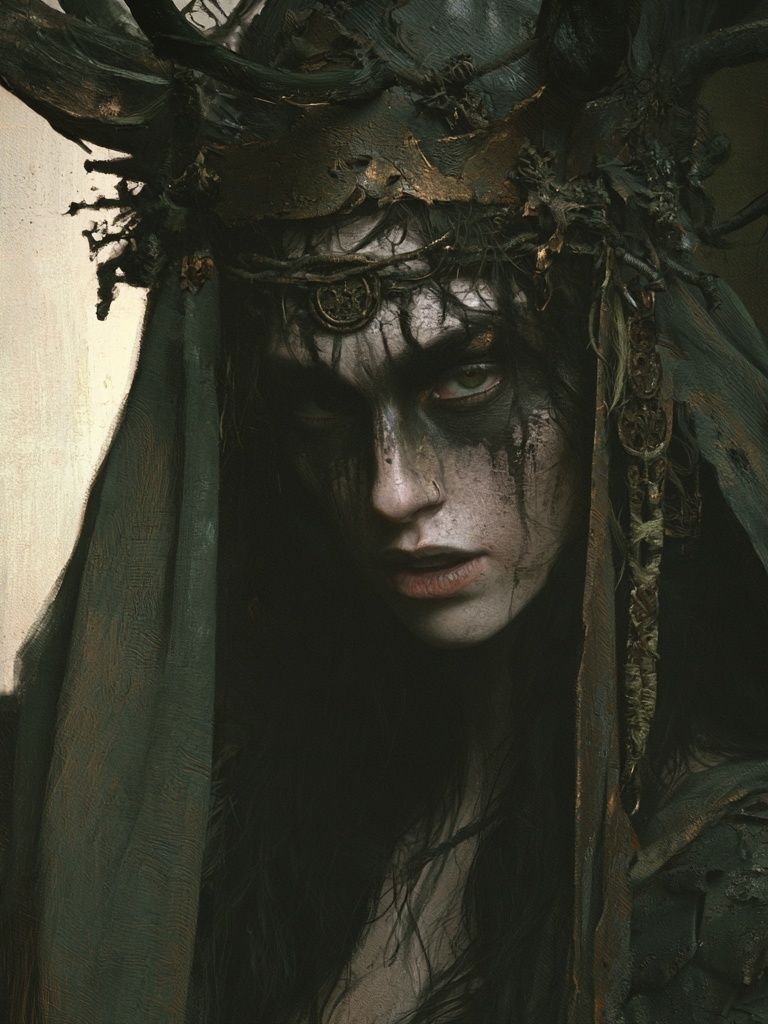 Dark Forest Queen Portrait Print. poster — illustration art