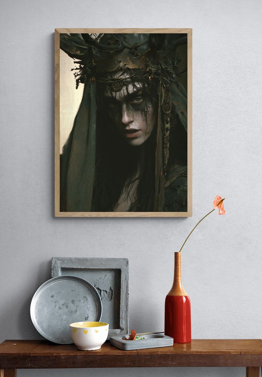 Dark Forest Queen Portrait Print. — room view 3