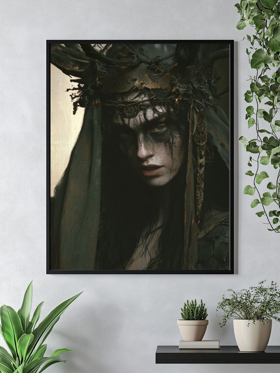 Dark Forest Queen Portrait Print. — room view 4