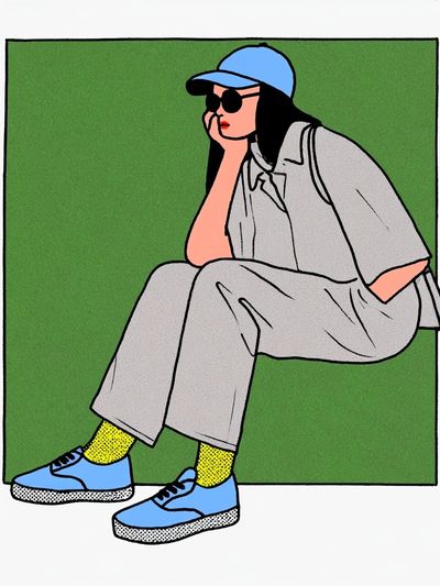 Seated Woman Illustration Poster. poster