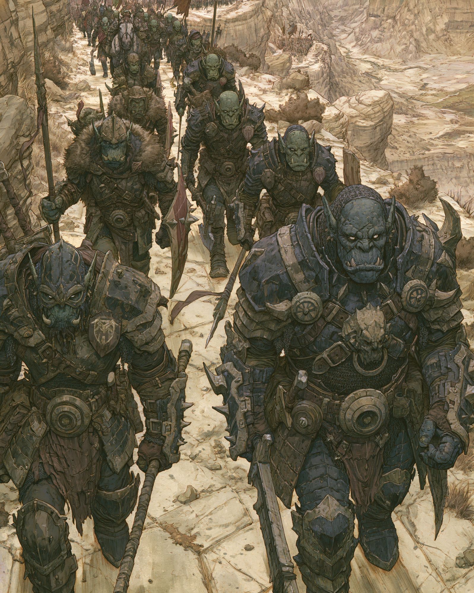 Orc Warband Marching — Fantasy Print. poster — illustration art