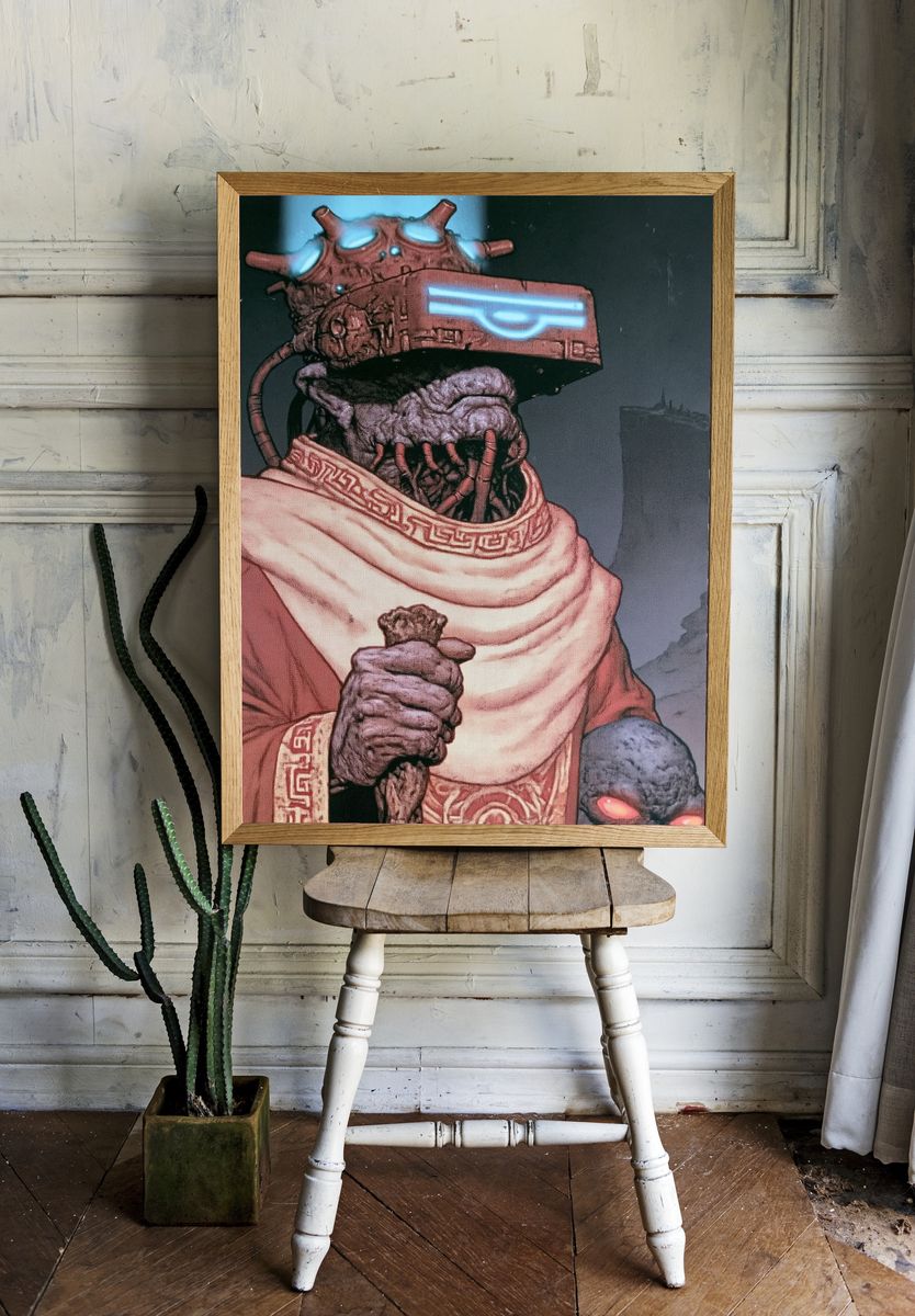 Cyber Shaman Skull Illustration Poster. — room view 1