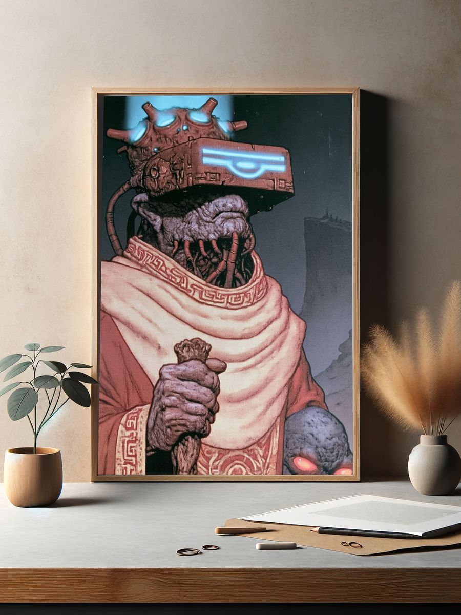 Cyber Shaman Skull Illustration Poster. — room view 2