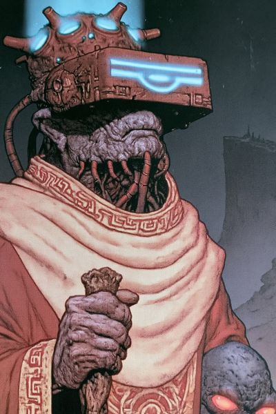 Cyber Shaman Skull Illustration Poster.