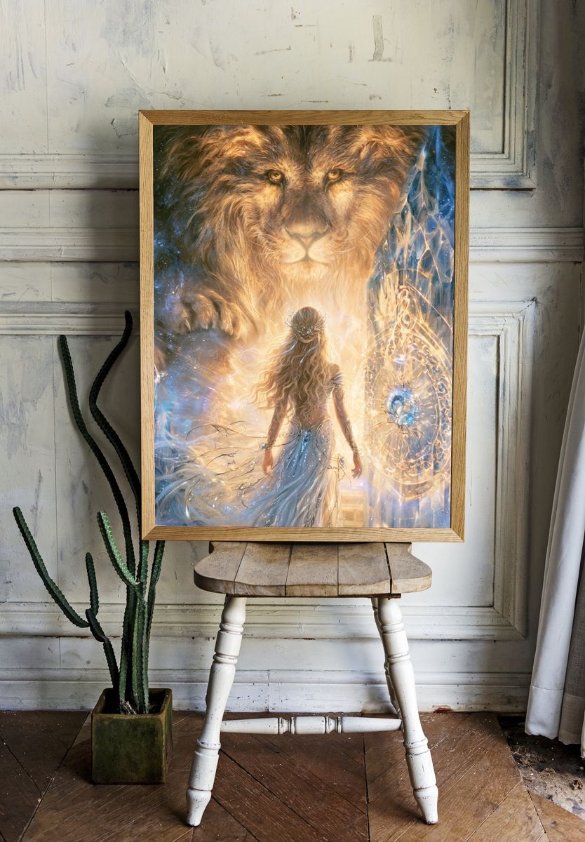 Lion Guardian Fantasy Illustration Poster. — room view 1