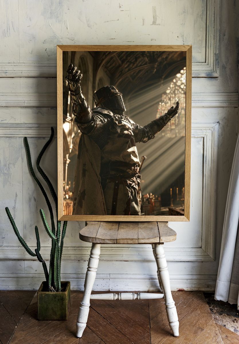 Knight in Cathedral Light Poster. — room view 1