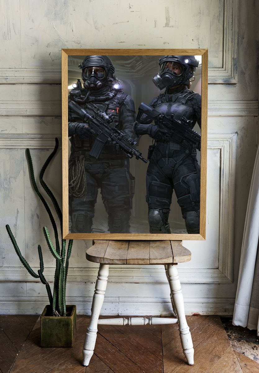 Tactical Sci-Fi Soldiers Poster. — room view 1