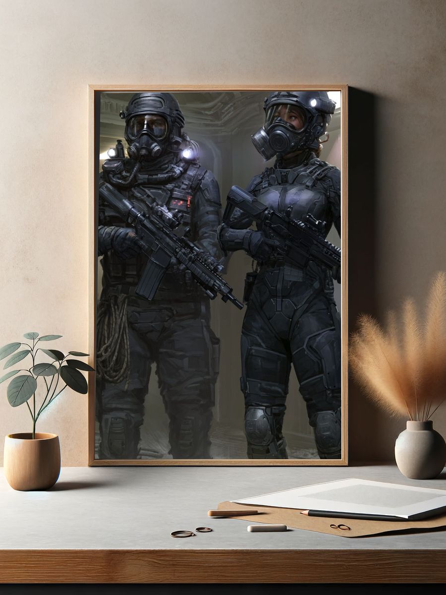 Tactical Sci-Fi Soldiers Poster. — room view 2