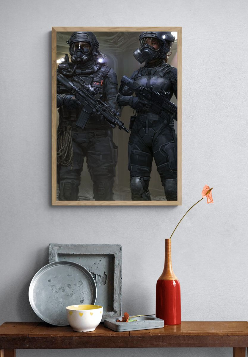 Tactical Sci-Fi Soldiers Poster. — room view 3