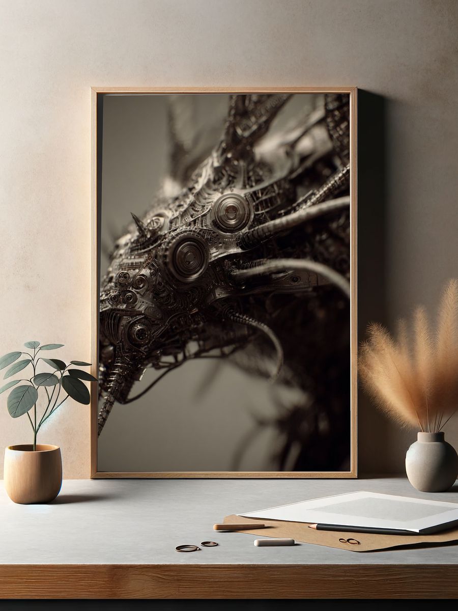 Mechanical Creature Portrait Print. — room view 2