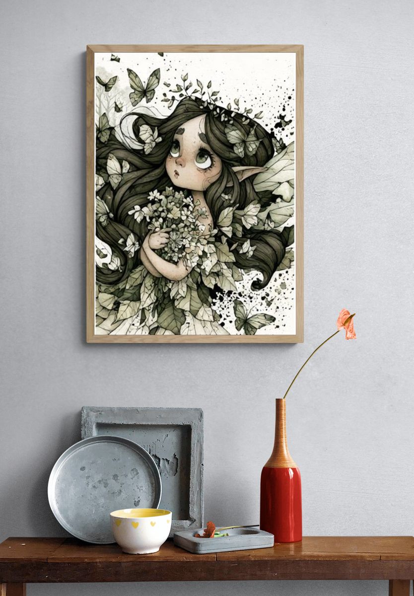 Forest Girl Watercolor Poster. — room view 3