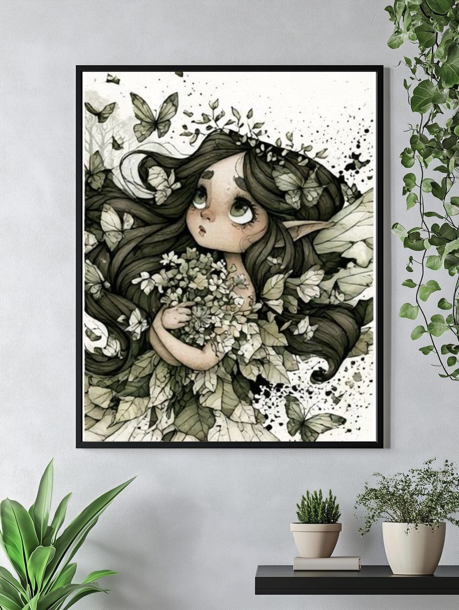 Forest Girl Watercolor Poster. — room view 4
