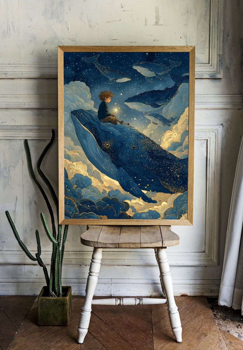 Boy on Whale Dreamscape Poster. room preview