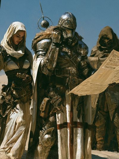 Desert Sci-Fi Travelers Illustration Poster.