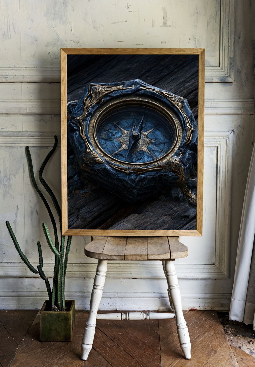 Mystic Compass Illustration Poster. — room view 1