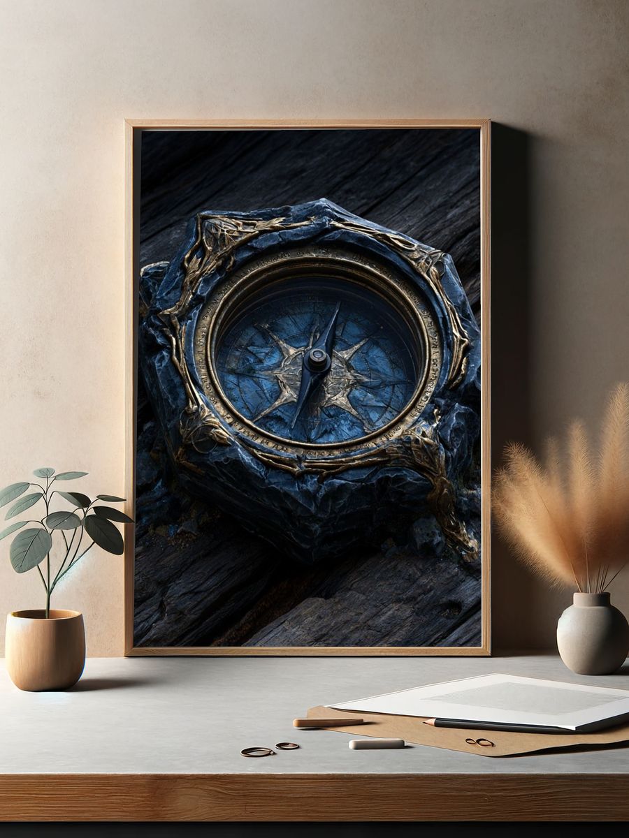 Mystic Compass Illustration Poster. — room view 2
