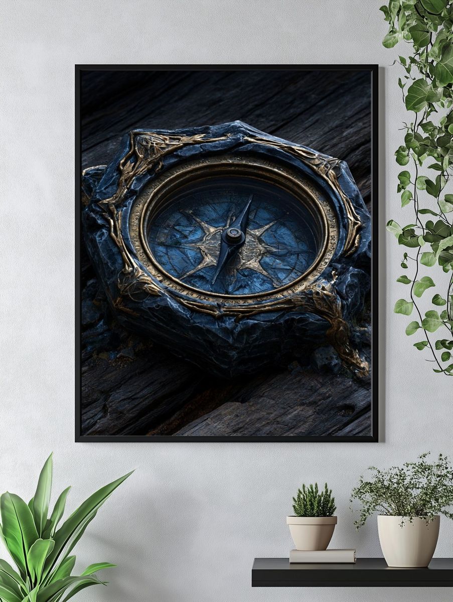 Mystic Compass Illustration Poster. — room view 4