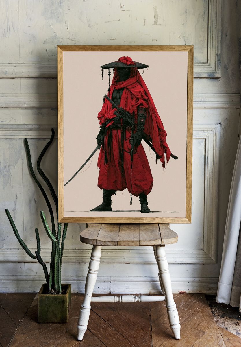 Samurai Warrior Illustration Poster. room preview