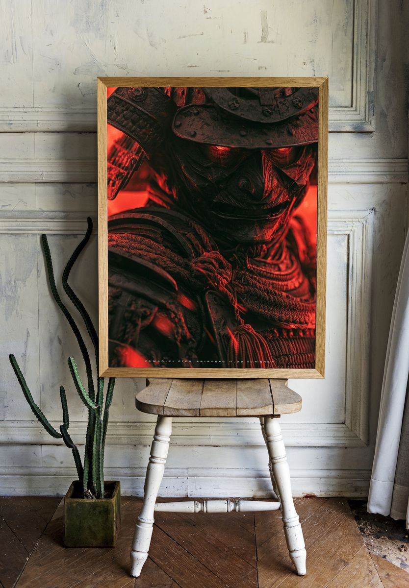 Samurai Warrior Red Glow Poster. — room view 1