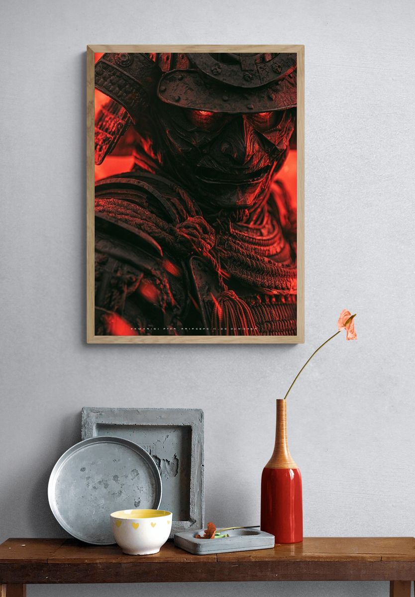Samurai Warrior Red Glow Poster. — room view 3