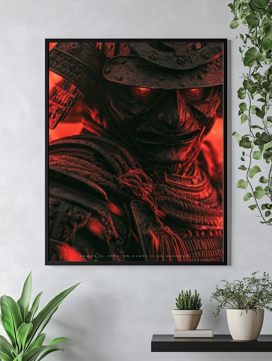 Samurai Warrior Red Glow Poster. — room view 4