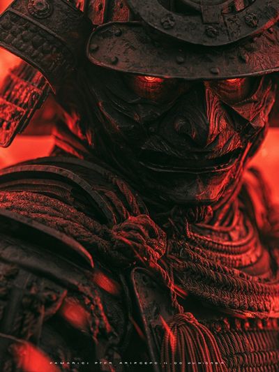 Samurai Warrior Red Glow Poster.