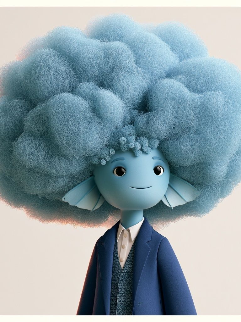 Blue Cloud Character Illustration Poster. poster — illustration art
