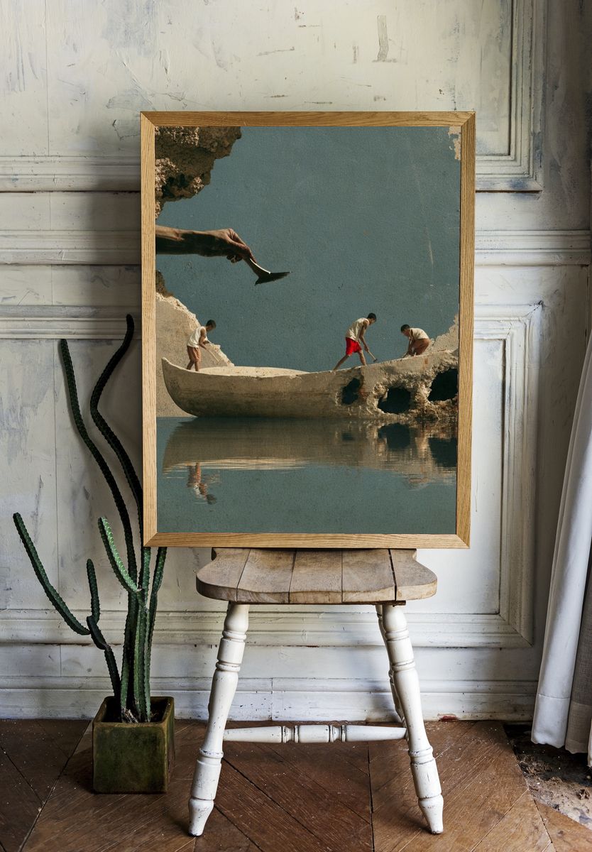 Surreal Boat Repair Illustration Print. — room view 1
