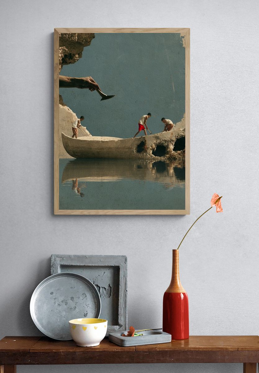 Surreal Boat Repair Illustration Print. — room view 3
