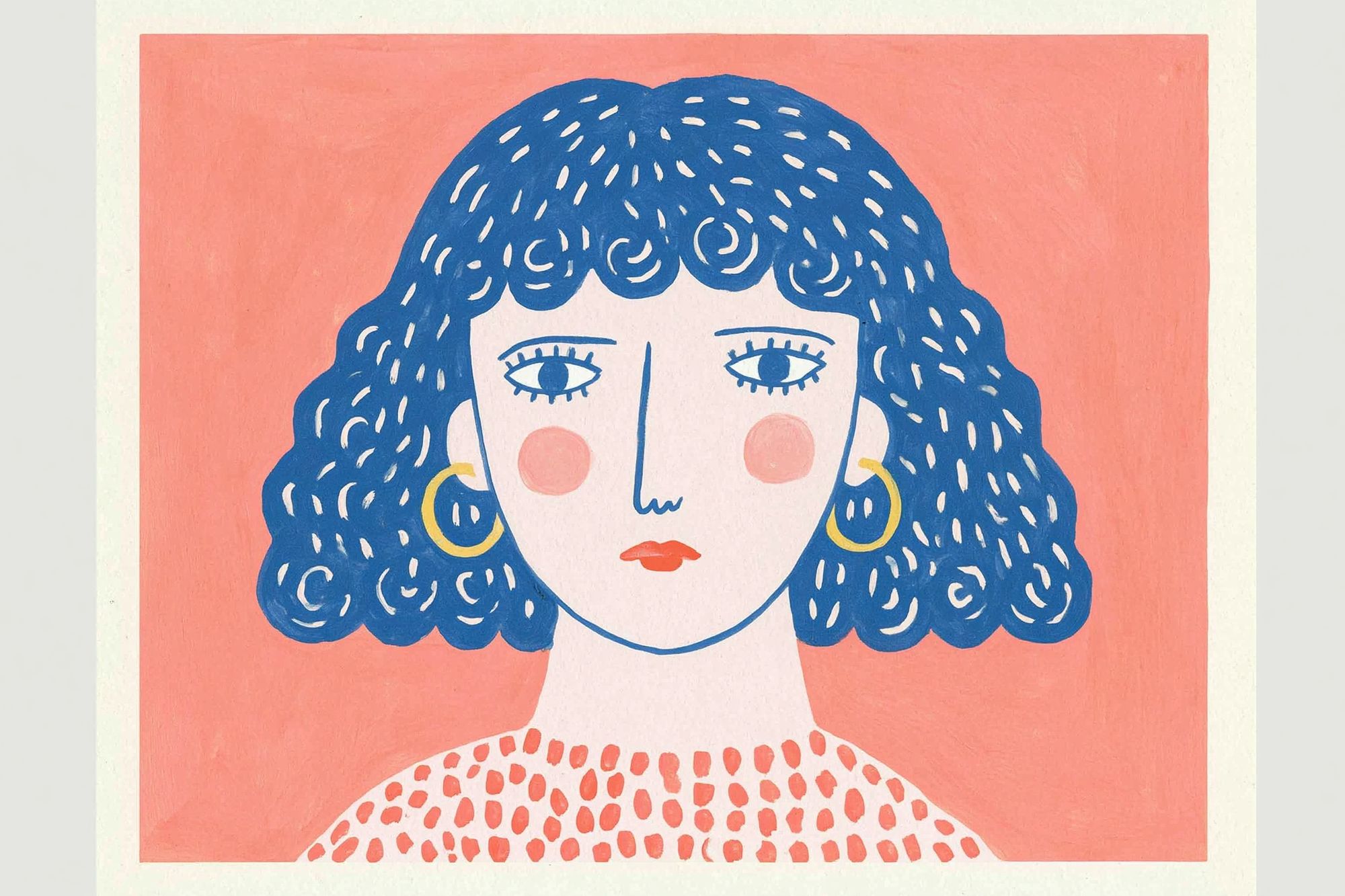 Blue Haired Portrait Illustration Poster. poster — illustration art