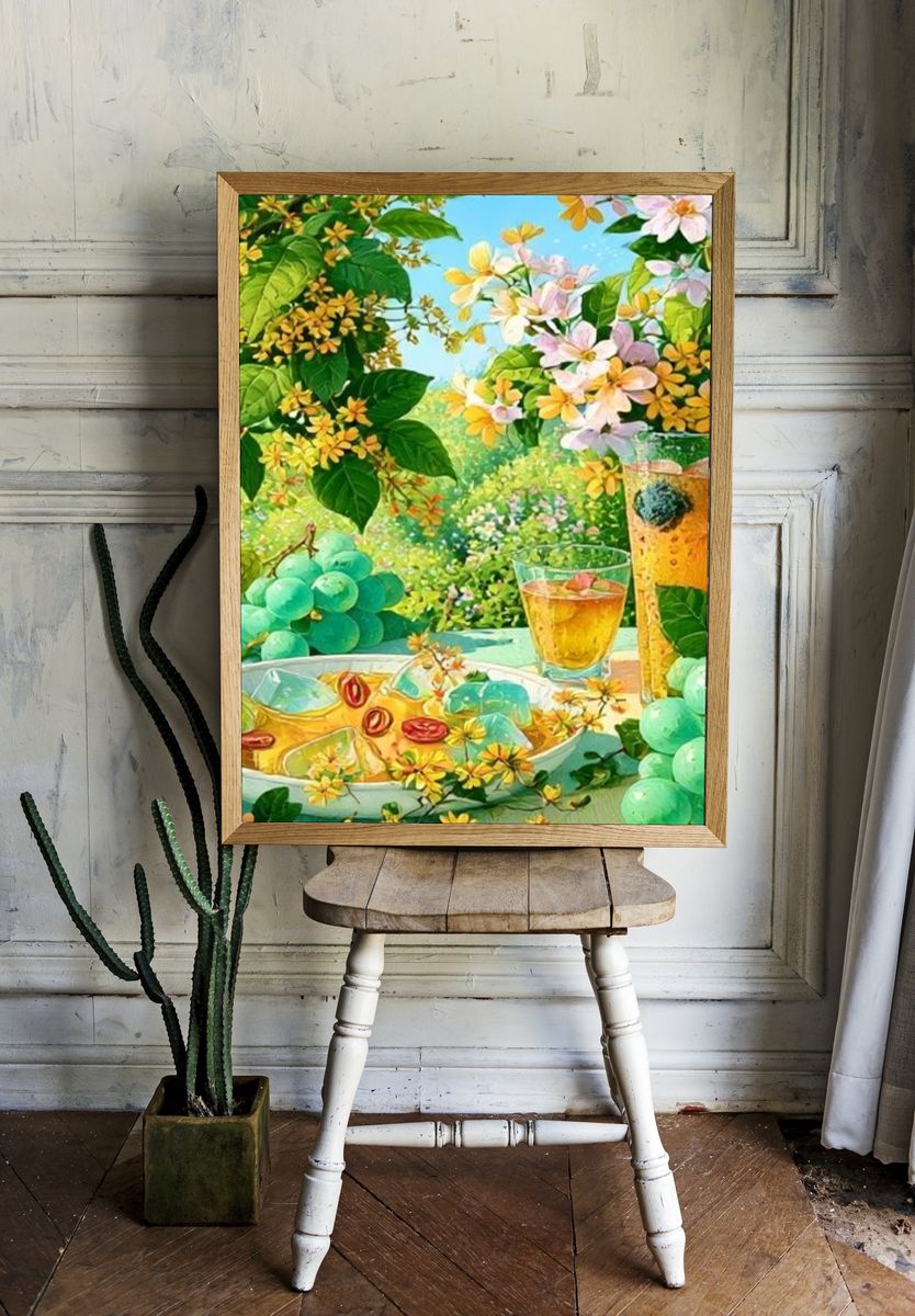 Summer Citrus Picnic Illustration Poster. room preview