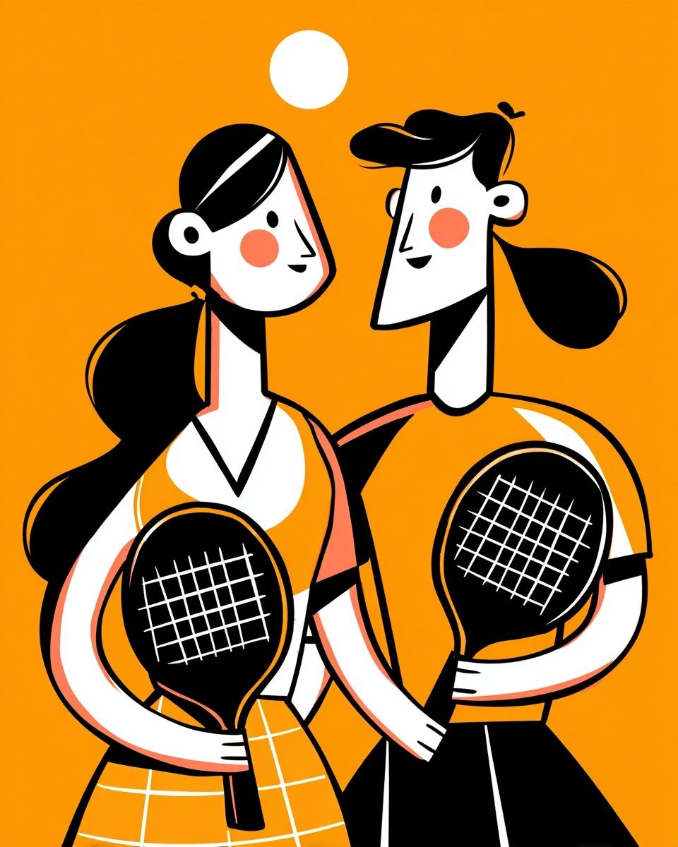 Tennis Couple Illustration Poster. poster — illustration art