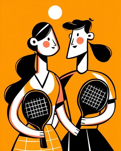 Tennis Couple Illustration Poster. poster